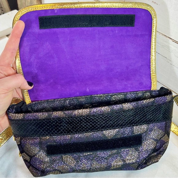 |SOLD| Dolce & Gabbana Crystal Studded Logo Suede & Leather Adjustable Bag - Picture 8 of 10